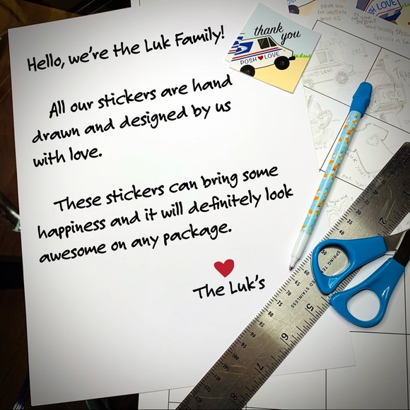 Thank You Sticker Set, 3 Hand Drawn Designs 🛍 - Picture 2 of 6